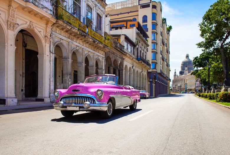 tourist hotspots in cuba - vintage american car