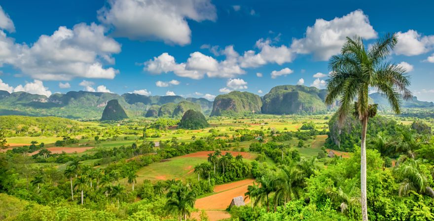 Vinales Valley with the Sierra De Los Organos mountains in the back ground